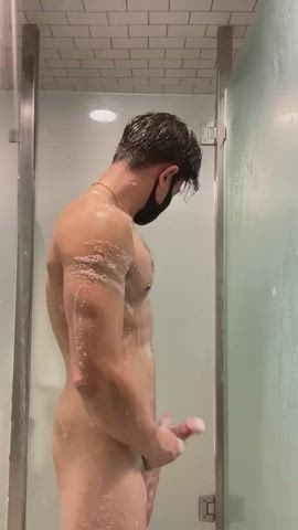 Masked Shower Stroker