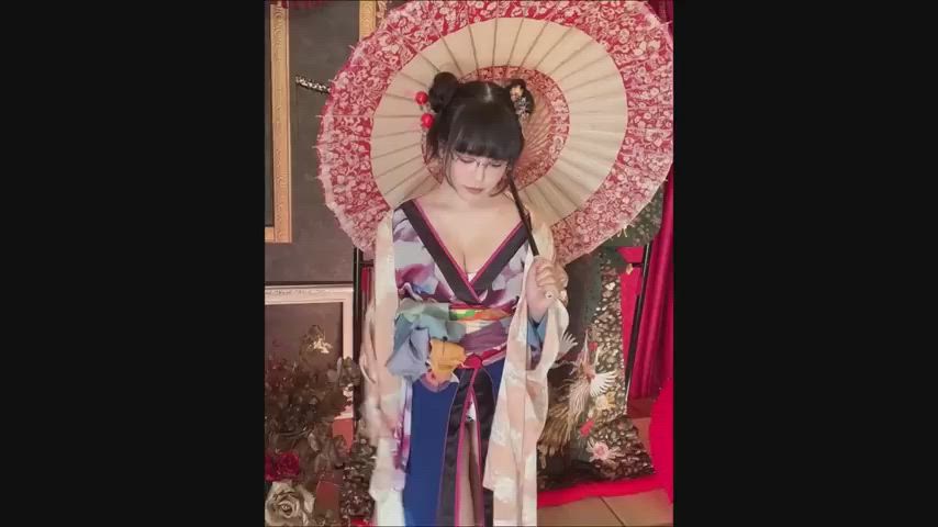 asian babe cute japanese kimono model clip