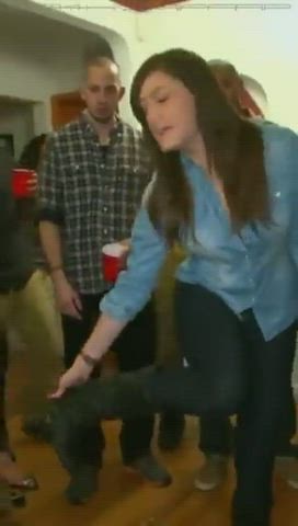 Brunette College Dorm Party Stripping clip