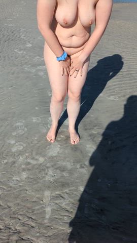 Fully nude walk on the beach