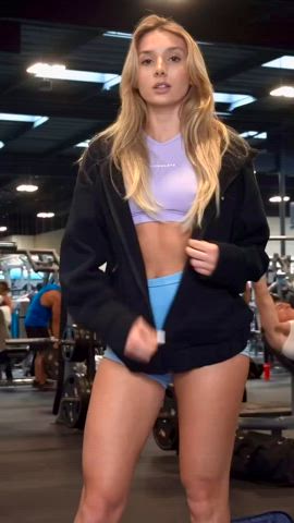 Angelina Belfiore showing off her abs
