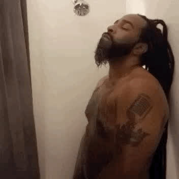 dreaded prince dreads ebony masturbating shower solo clip