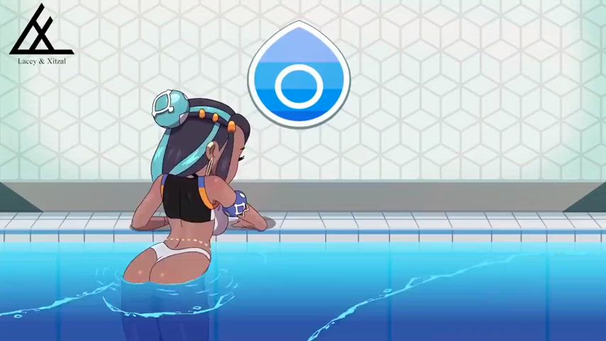 animation anime flexible legs up parody pool sex side fuck spread swimming pool clip