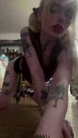 ass bending over blonde goth pigtails socks tattoo clip