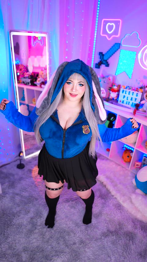 big tits bunny cosplay costume cute dancing furry gamer girl onlyfans tiktok curvy-chicks