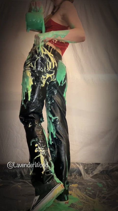 Leather pants get the gunge treatment 