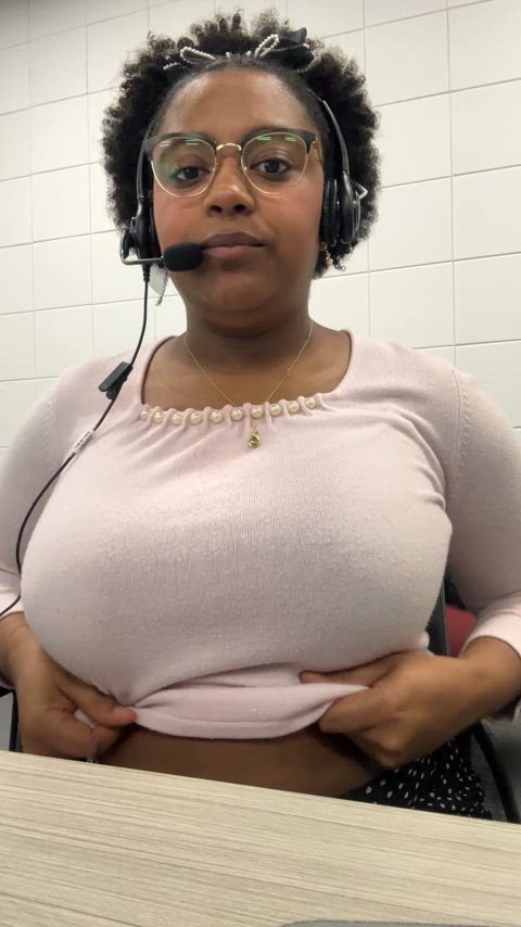 I love to reveal my tits at my desk