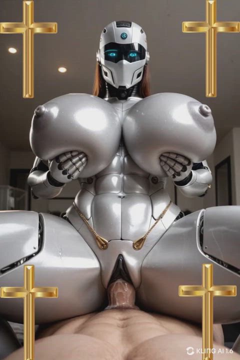 ai generated big tits cyber latex riding robot clip