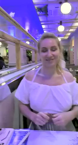 21 years old babe blonde boobs flashing hotwife onlyfans pornstar public tits clip