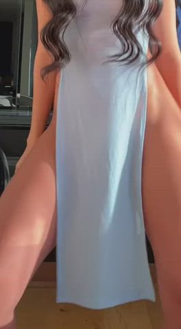 brunette cute dancing dress long hair onlyfans teasing clip