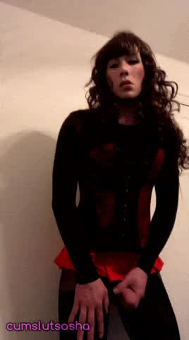Brunette Corset Crossdressing Lingerie Sissy Skirt Surprise Trans clip