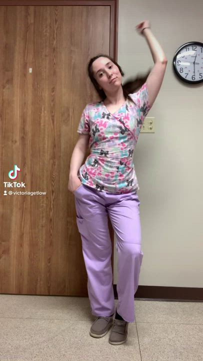 Nurse does the buss it challenge on TikTok with a dildo in her ass 🍑🍆