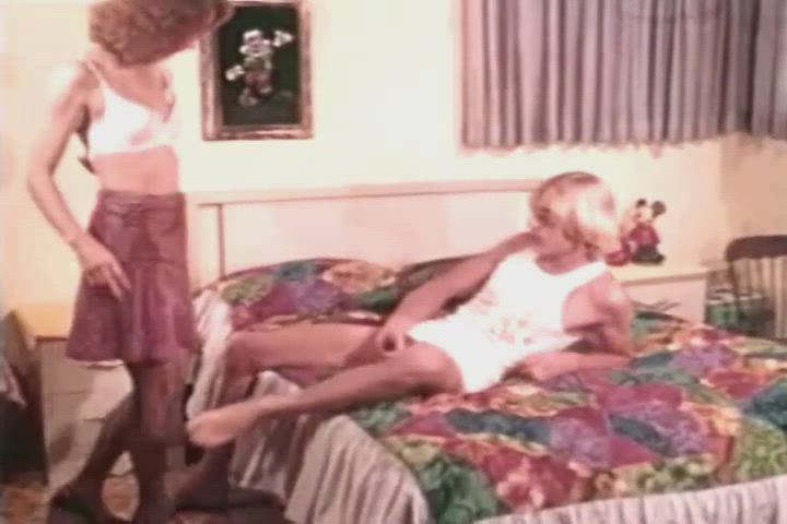 Brunette Reverse Cowgirl Stockings Strip Vintage clip