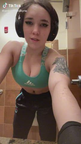 Bathroom Dancing Fitness Muscular Girl TikTok clip