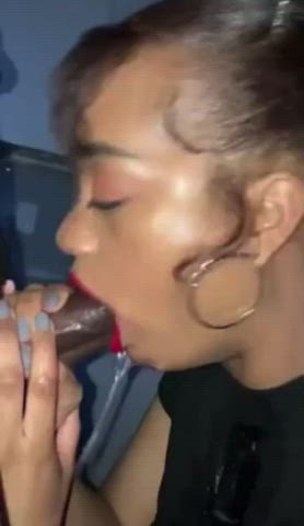 bbc babe blowjob deepthroat ebony lips lipstick throat fuck clip
