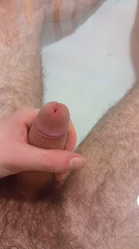 bath bathtub big dick cock foreskin homemade masturbating wet clip