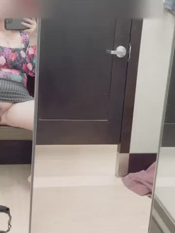 Playing with my big tits &amp; wet pussy in the changing room.