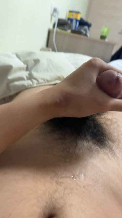 asian cum cumshot cut cock hairy cock jerk off male masturbation masturbating clip