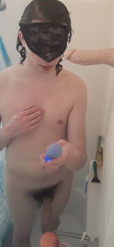 Shower With Me Ep. 0 Part 8: taking the dildo to the base and sucking it clean off