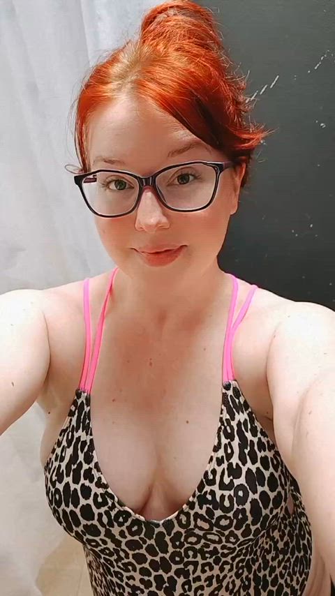 british changing room cute english glasses red hair redhead selfie swimsuit white