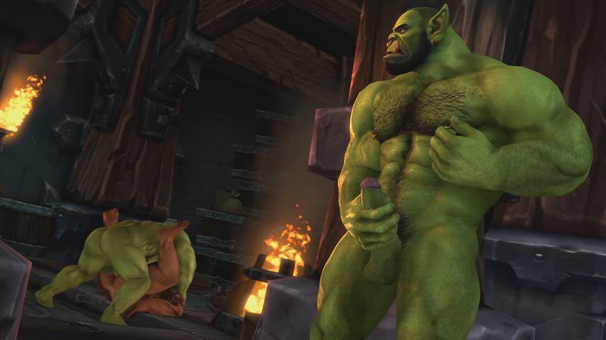 anal animation fantasy gay masturbating monster cock muscles orc rule34 clip