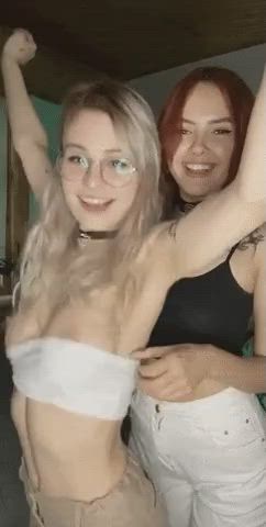 blonde glasses lesbian redhead small tits teen clip