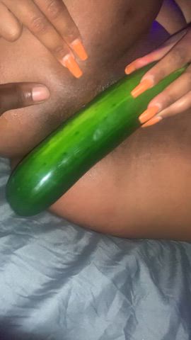 club cucumber deep penetration ebony huge dildo orgasm pussy spread squirting clip