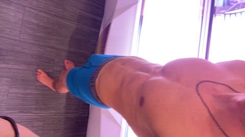 abs muscles public tanlines tanned tease clip