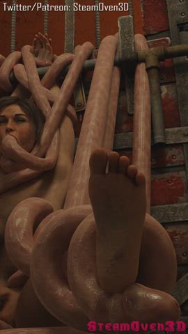 Helpless Lara Croft ruthlessly dominated by tentacles (SteamOven3D)