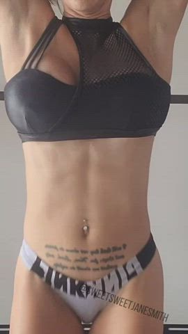 abs amateur belly button hotwife milf panties pussy thong workout clip