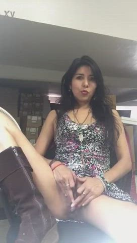 Latina Milf in dress playing with herself