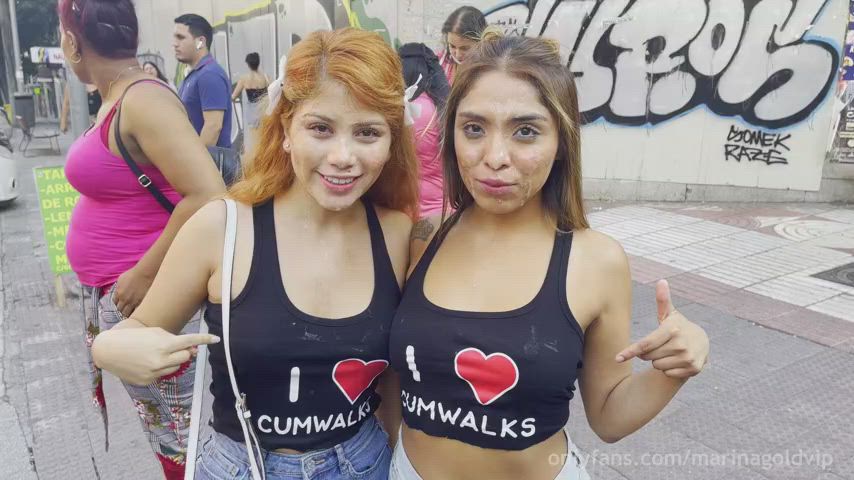 Babes covered in cum walks streets