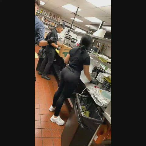 Latina flaunting her huge ass at work