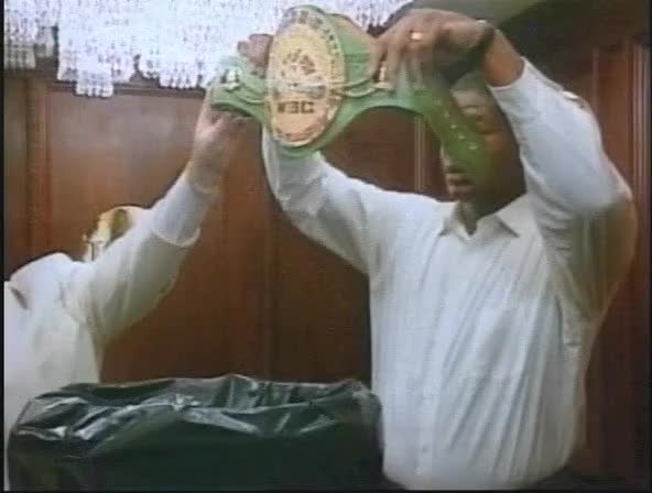 Riddick Bowe threw his WBC belt in the trash to avoid a fight with Lennox Lewis