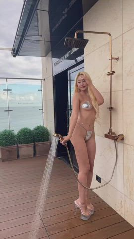Asian Babe Bikini Blonde Cute Korean Model Porn GIF by endrance88
