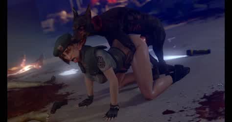 Jill Valentine + zombie dog (DarkTronicKSFM) [Resident Evil]