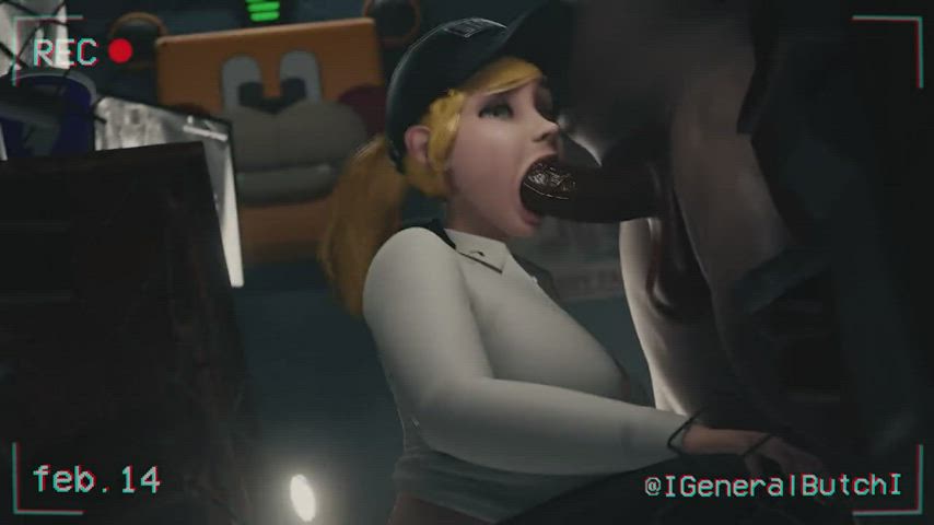 Animation Blonde Blowjob Cam Camgirl Deepthroat Face Fuck Ponytail clip