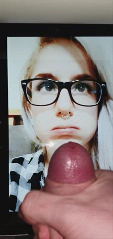 amateur babecock cum cumshot cute gamer girl glasses homemade tribute clip