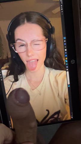 cumshot facial tongue tribute clip