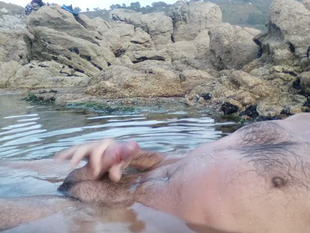 beach erection exhibitionist male masturbation nudist nudity wet clip