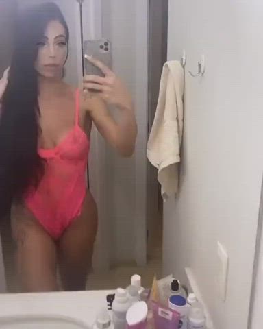 Clothed Lingerie Long Hair Mirror Pink Pretty Selfie Sexy Vanessa Trans clip