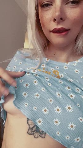blonde boobs flashing freckles lips nipples tits undressing vertical clip