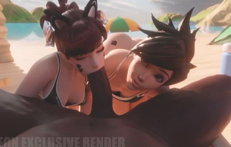 3d animation double blowjob overwatch pov rule34 sfm clip