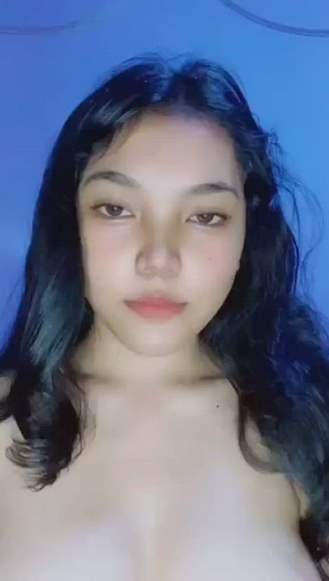 asian big tits boobs cute indonesian slapping teen tits clip