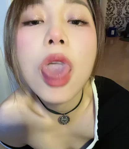 ahegao spit tongue fetish clip