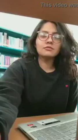 India girl flashing in college library