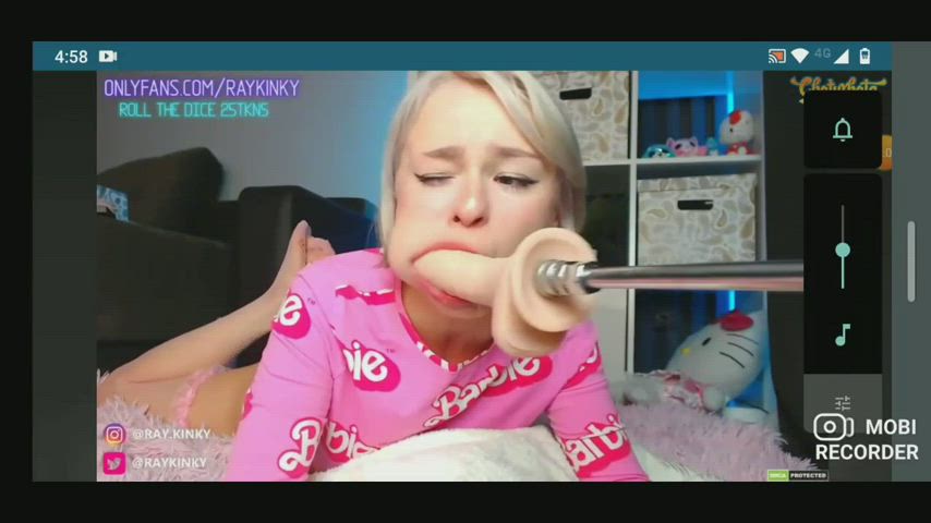 Ahegao Blonde Camgirl Deepthroat Dildo Face Fuck Fuck Machine Teen clip