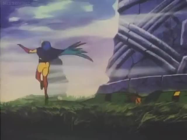 Gatchaman Ryu knocks over statue