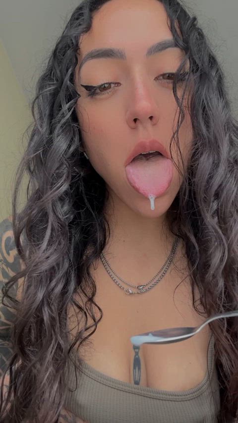 I drool all over your cum and then Lets see who eats it