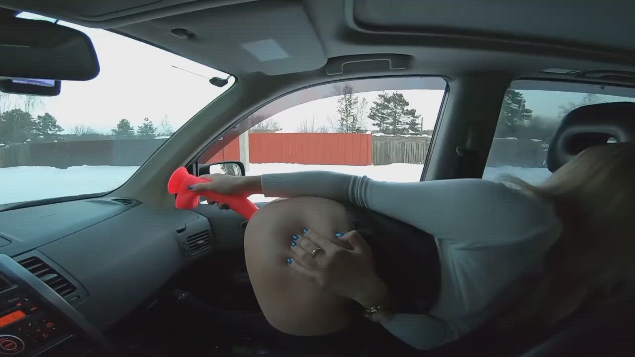 Anal Ass Blonde Car Car Sex Dildo Public Russian Solo clip